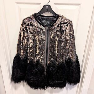 BNWT!!! Fabulous!!!Fabulous Furs Women's Sequin Bomber Jacket - Brown and Bronze
